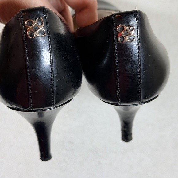 COACH Sloan Black Leather Kitten Heel Pump - Size 7 B Classic Luxury Old Money - Picture 6 of 12
